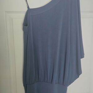 VENUS Gray Asymmetrical Ruched Mini Dress